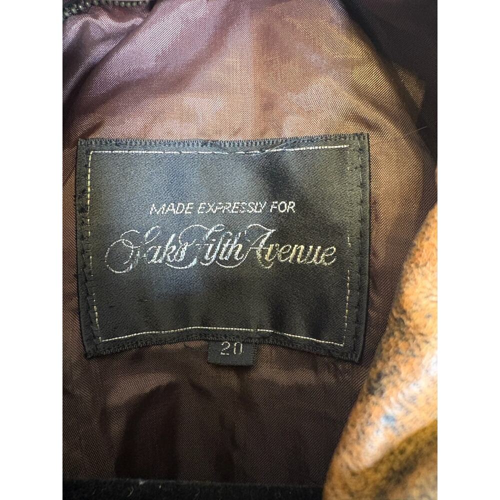 VTG Saks Fifth Avenue Leather Bomber Jacket Brown Size 20 Full Zip Pilot Flight - Picture 3 of 5